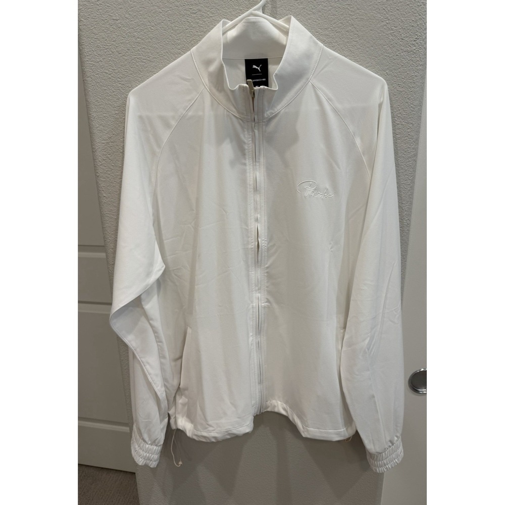 NWT Porsche White Golf Jacket 911 Targa 60YR x Puma Lightweight Windbreaker L